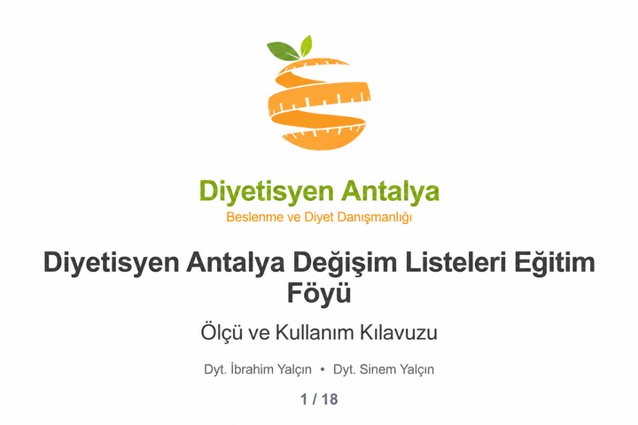 Diyetisyen Antalya eğitim föyü: değişim listeleri ve beslenme planlama tablosu