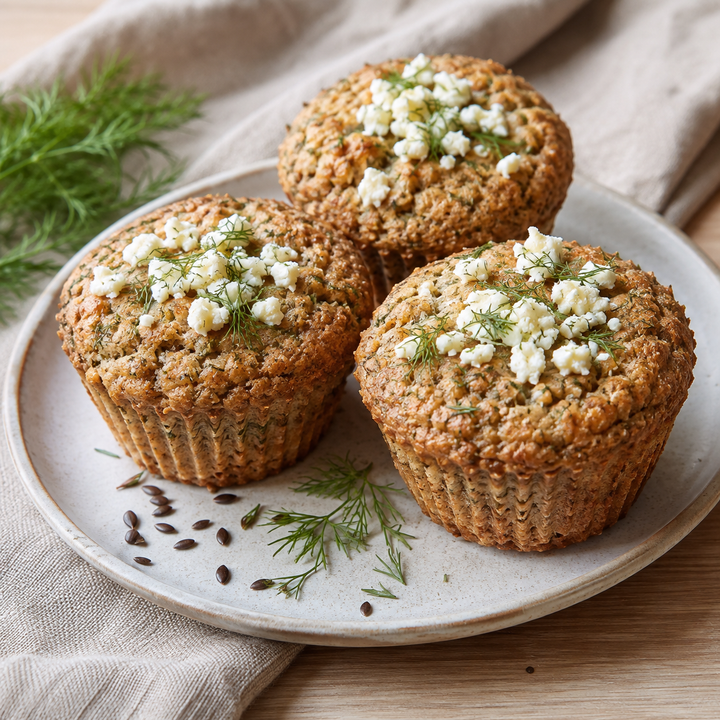 Dereotlu peynirli tam buğday muffin